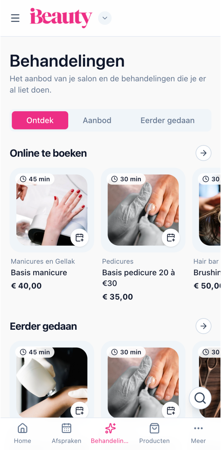 Een behandeling opnieuw boeken in My iBeauty
