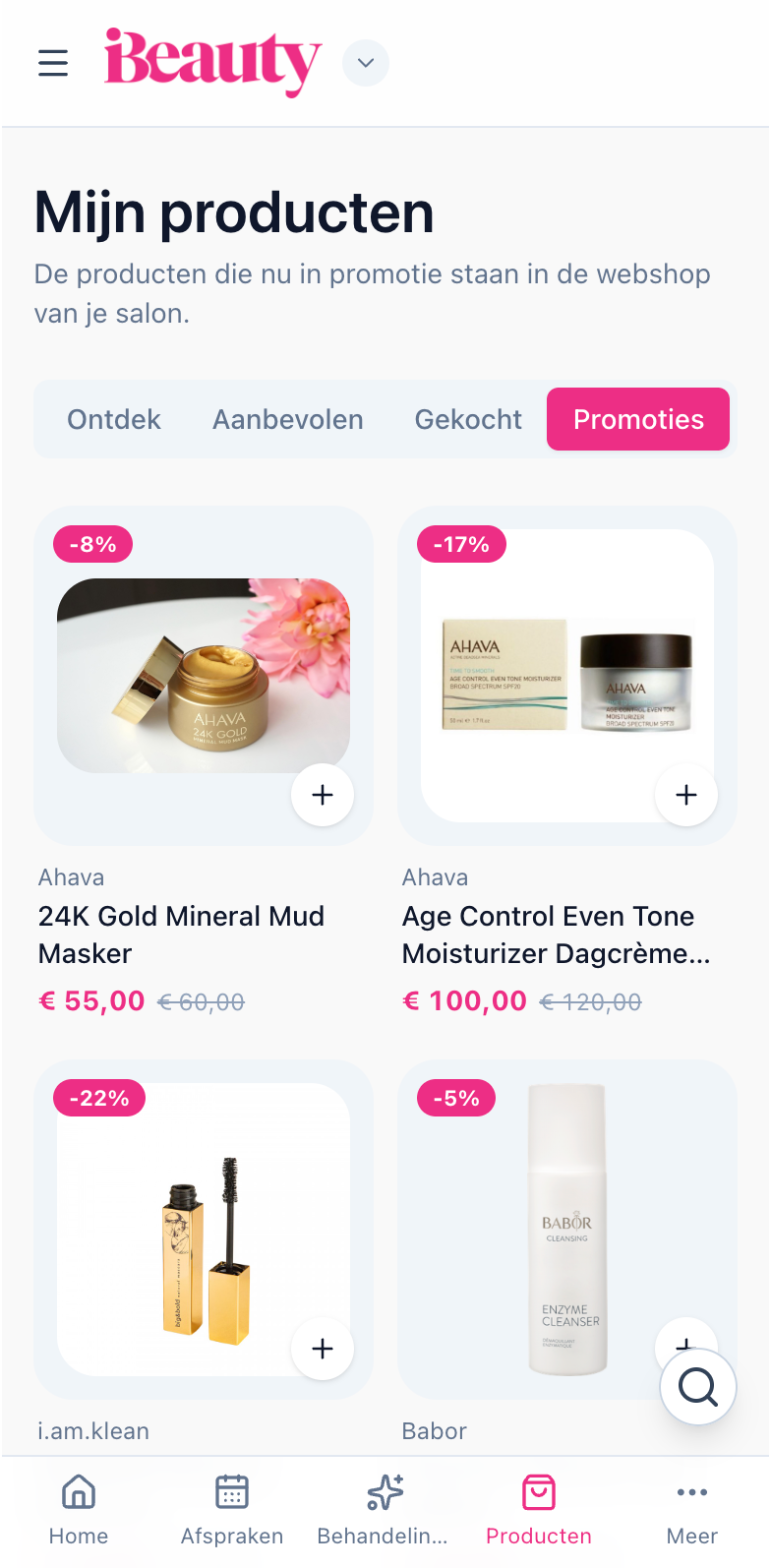 Salonproducten opnieuw bestellen in My iBeauty